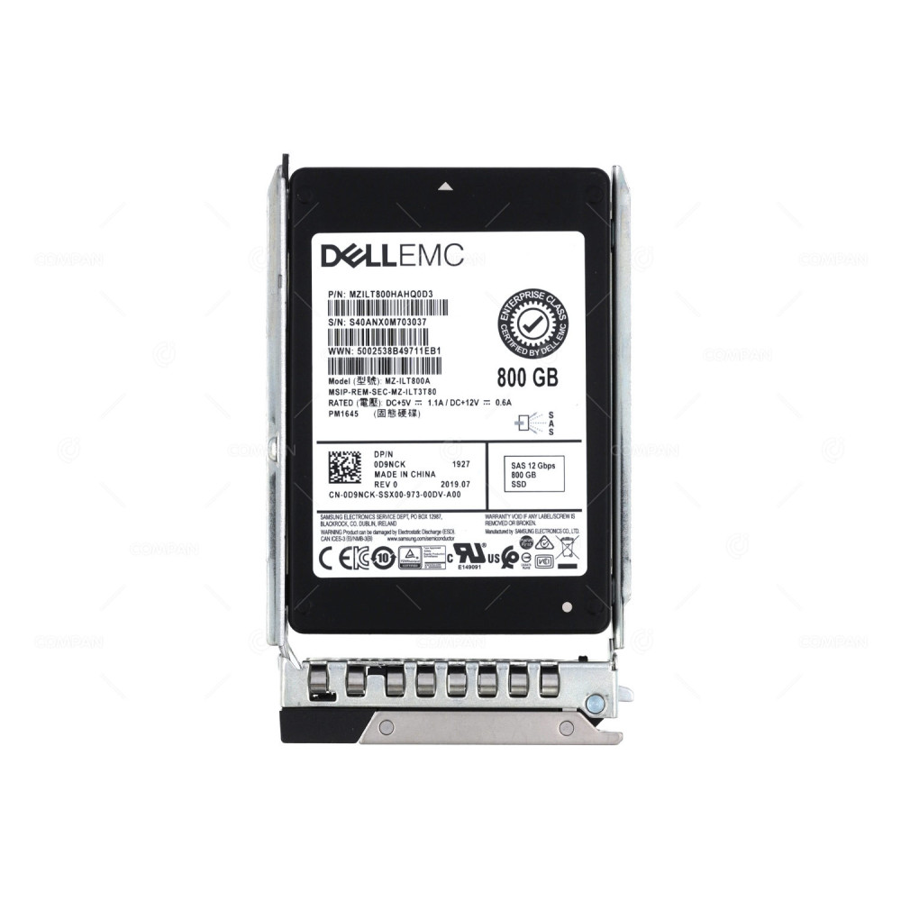 D9NCK G14 DELL SSD 800B 12G SAS 512E PM1645 2.5 SFF G14 0D9NCK, MZILT800HAHQ0D3, MZ-ILT800A,